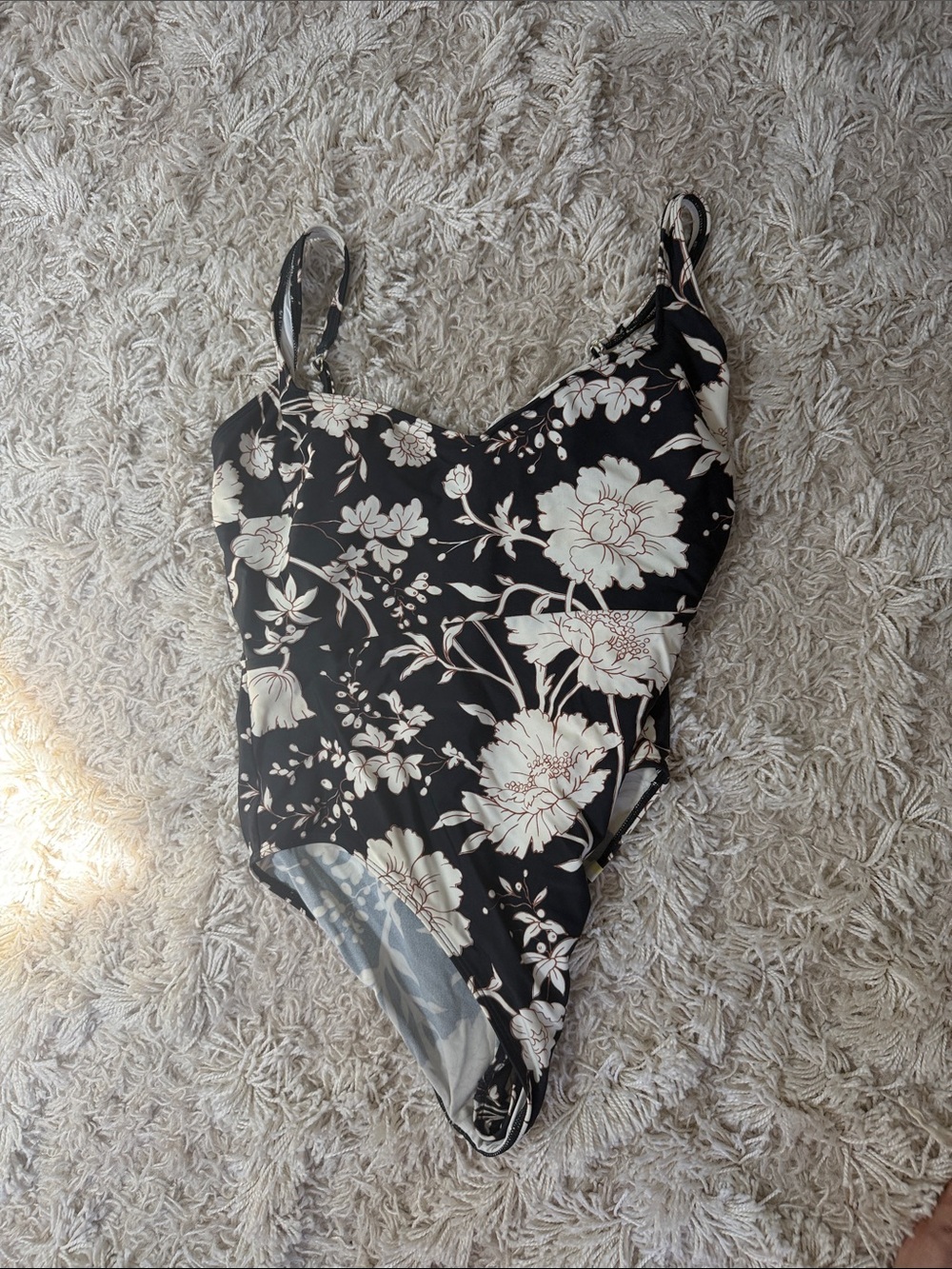 Summersalt Floral One-Piece Swimsuit in Black and Cream